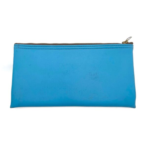 Vintage Bank of Utah Vinyl Zipper Pouch Blue Advertising Deposit Bag Ogden Roy - Picture 2 of 9